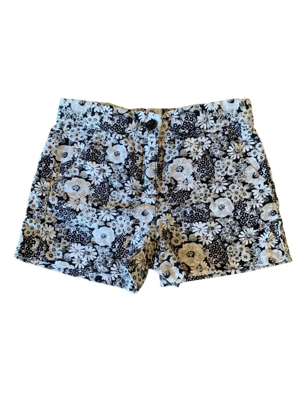 JANIE & JACK Monochrome Shorts Girls 5 5T Floral Black White Canvas Toddler Girl - Picture 1 of 5
